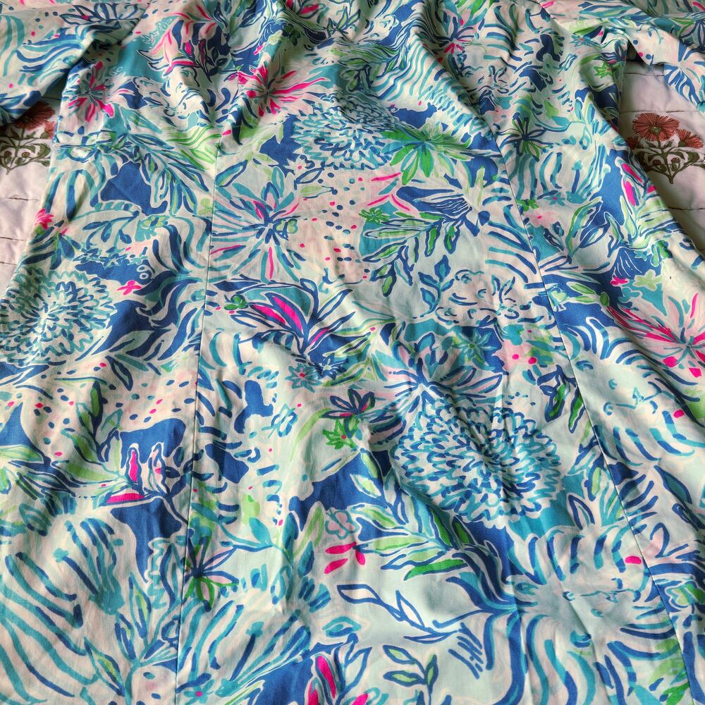 Lilly Pulitzer Size 6 New Fiesta Stretch Dress Coastal Tideline Floral Blue Lion - Picture 12 of 12